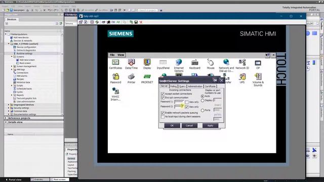 TIA Portal SmartServer Comfort panel control via smart server