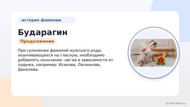 Фамилия Бударагин: происхождение, значение и склонение
