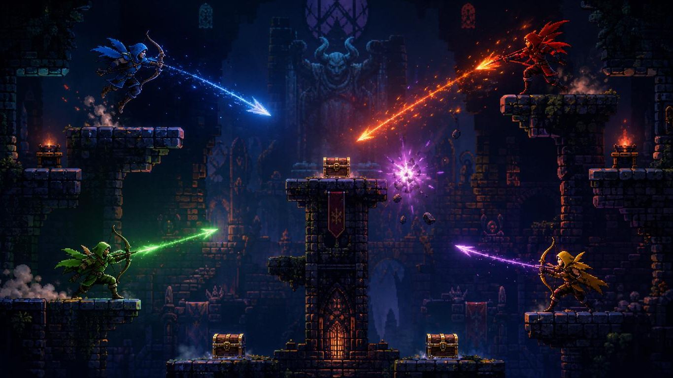 🏹 ТАКТИКА И БЕЗУМИЕ! Прохожу первые 3 уровня в TowerFall Ascension!