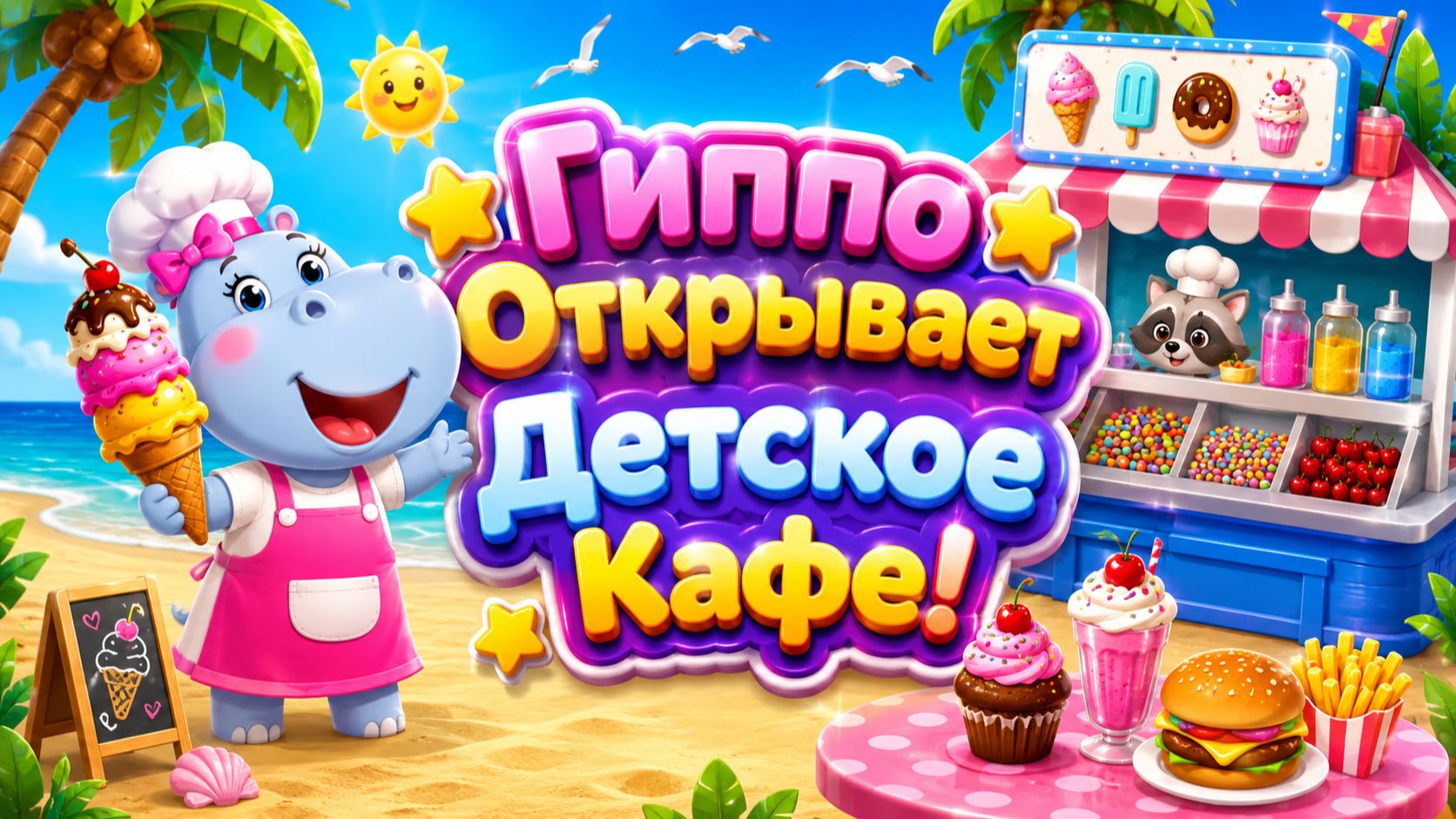 ☕ Гиппо Открывает Детское Кафе! 🍰 Весёлые Приключения Развивающий Мультфильм Для Малышей 🌈