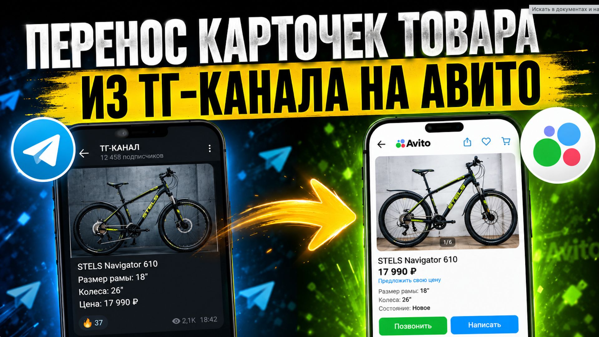 ПЕРЕНОС КАРТОЧЕК ТОВАРОВ ИЗ ТГ-КАНАЛА НА АВИТО