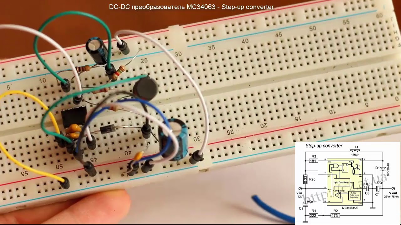 Step-up converter. DC-DC преобразователь MC34063. смотреть онлайн