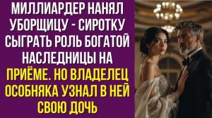Миллиардер нанял уборщицу - сиротку сыграть роль богатой наследницы на приёме. Но владелец особняка