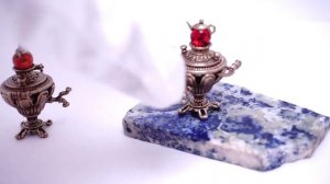 Фигурка «Самовар Ажурный» янтарь латунь бронза сувенир 558