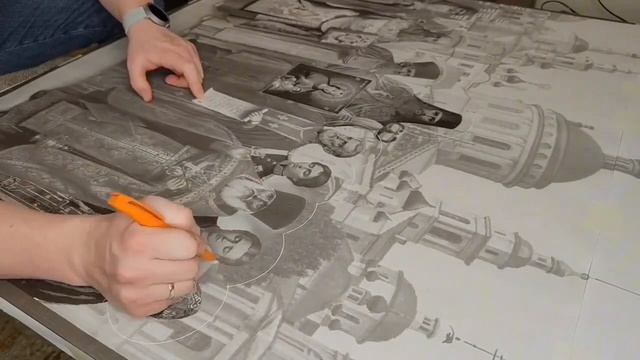 Видео-версия мастер-класса Алексея Гиры: окончание процесса переноса рисунка с картона на холст