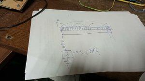 Три пучности напряжения и тока на одном волновом резонаторе. Сложности совмещения двух частот. Схема