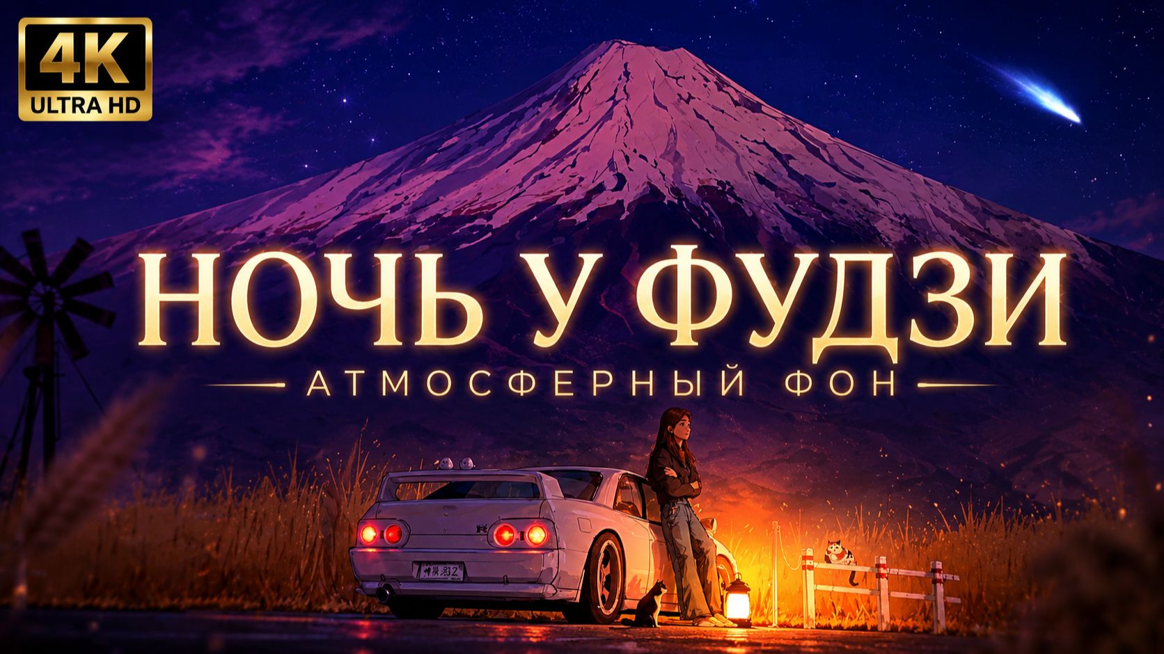 Ночь у Фудзи в 4K — атмосферный фон для отдыха смотреть онлайн