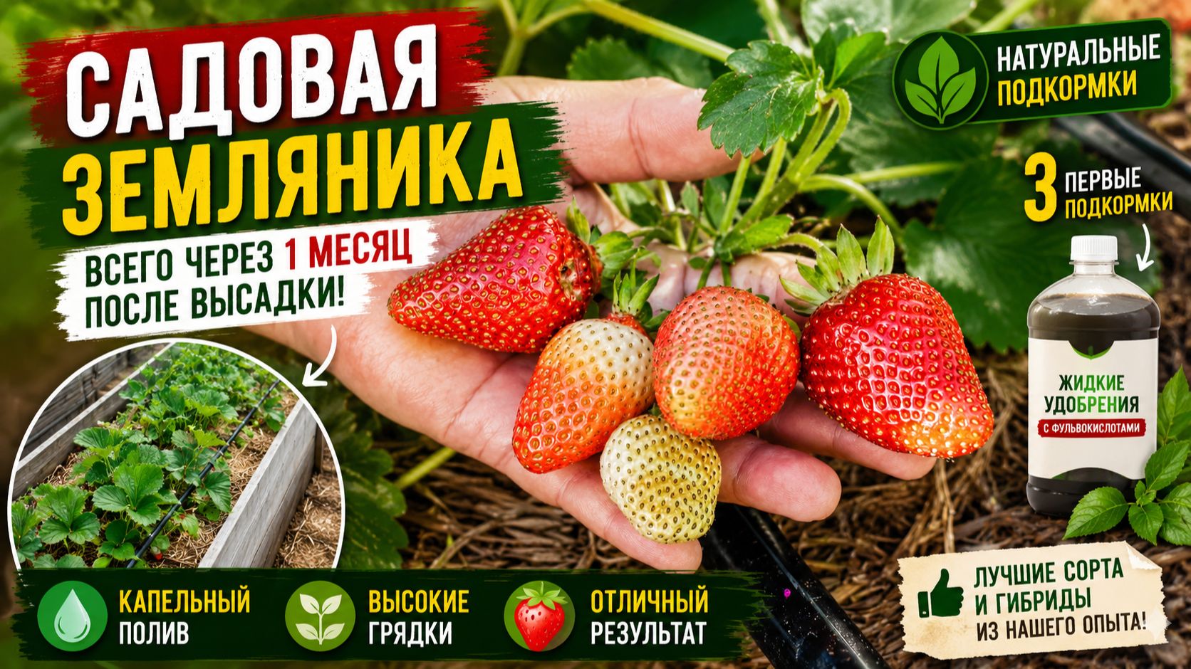 Земляника с ладонь через месяц после высадки. Сорта и подкормки. #дача #garden #огород #сад #