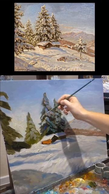 Как быстро нарисовать зимний пейзаж