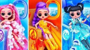 4 стихии: K-Pop Охотницы на Демонов в самолёте! 10 поделок для кукол L.O.L.