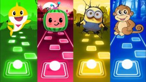 Мультик для детей. Баттл: Кокомелон, Беби Шарк, Миньоны, Dance Monkey. Tiles Hop