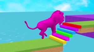 Мультфильм: Длинная игра-слайд с Коровой, Слоном, Гориллой, Бегемотом, Тигром, 3d-игра с животными