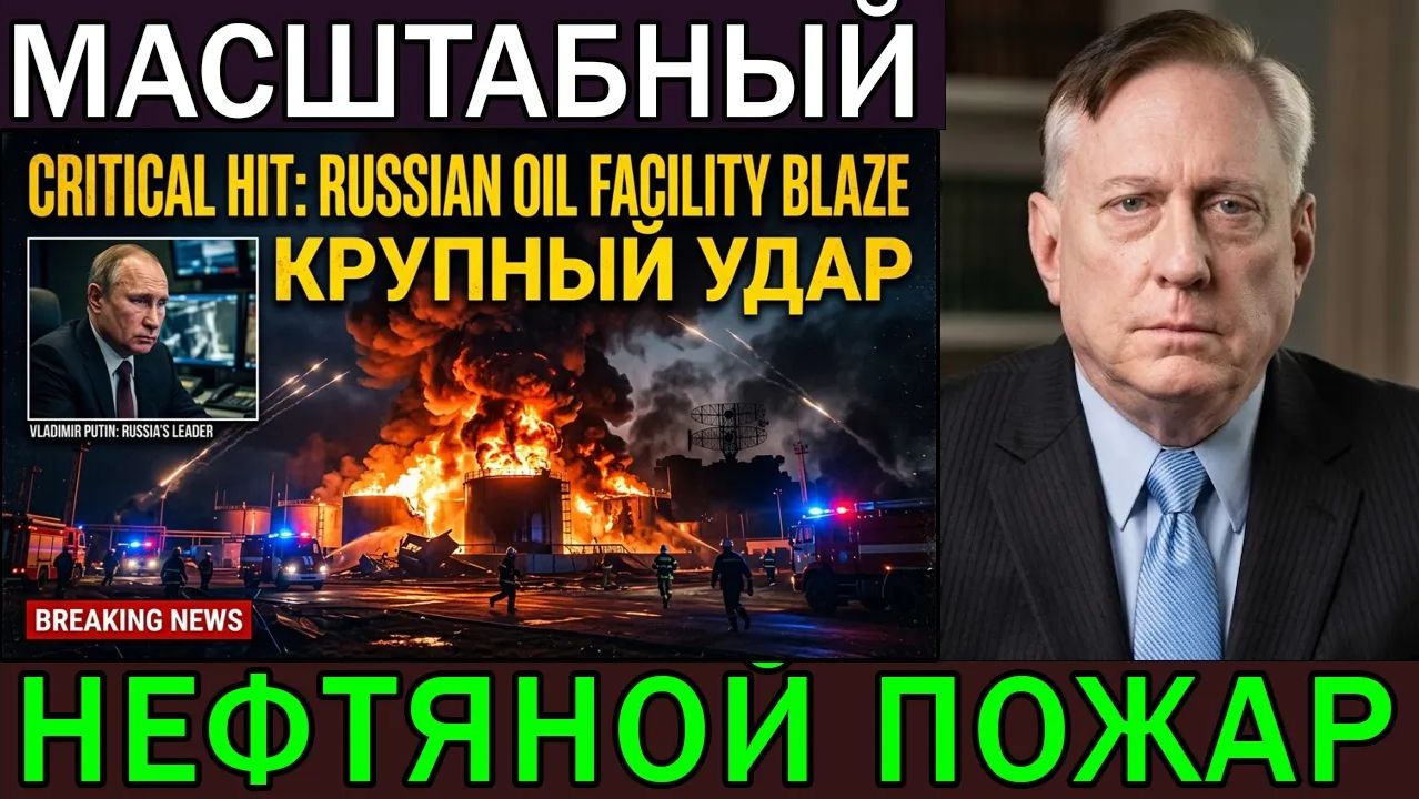 Удар по российскому нефтяному объекту вызывает масштабный пожар — российская оборона находится под д смотреть онлайн