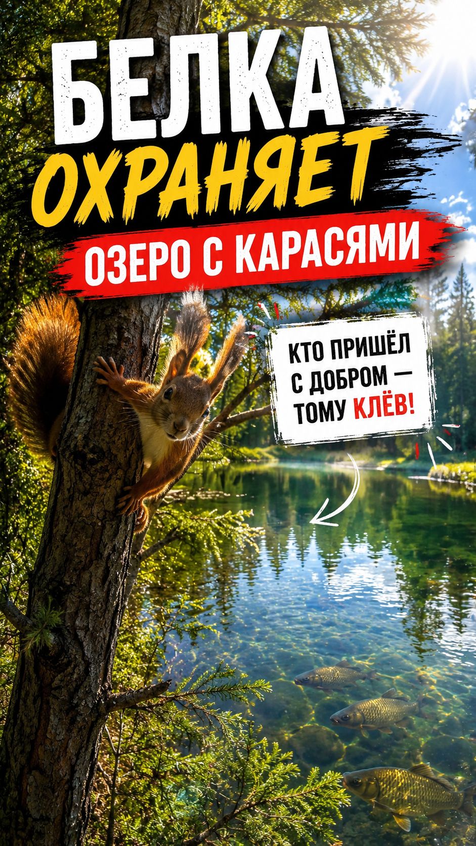 🐿️ БЕЛКА ОХРАНЯЕТ ОЗЕРО С КАРАСЯМИ! 🌲🎣