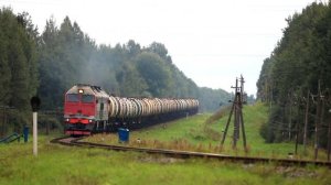 Тепловоз 2ТЭ116У-0269 с нефтеналивным составом на перегоне Залучье/Городок