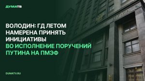 Володин: ГД летом намерена принять инициативы во исполнение поручений Путина на ПМЭФ