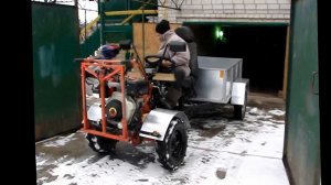 Самодельный прицеп к ZUBR HT 135E с рулевым управлением