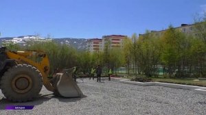 Продолжается ремонт площади Космонавтов в Магадане