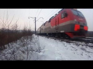 Внезапный гость! Электровоз 3ЭС5К-917 «Ермак» с грузовым поездом морозным утром на Транссибе.
