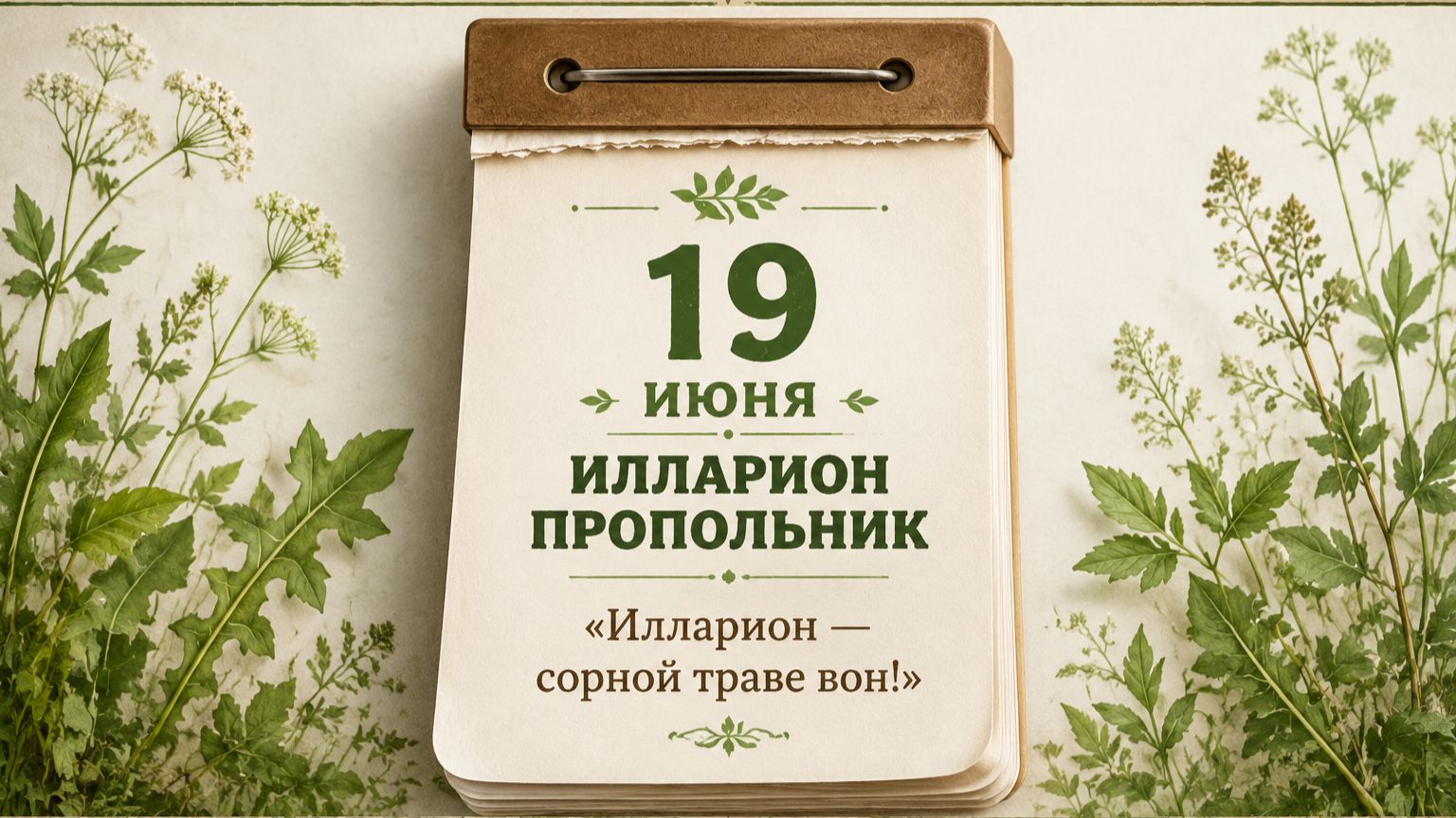 19 июня — Илларион Пропольник. Русский народный календарь.