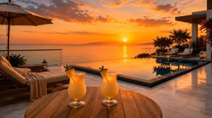 ЗАКАТ У ОКЕАНА С ПРИЯТНОЙ МУЗЫКОЙ НА ВИЛЛЕ ДЛЯ ОТДЫХА И РАССЛАБЛЕНИЯ 🌅🌊