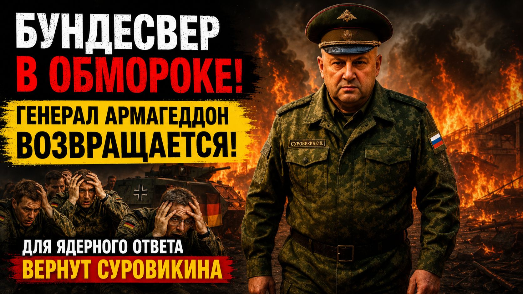 🛑БУНДЕСВЕР В ОБМОРОКЕ! Генерал Армагеддон ВОЗВРАЩАЕТСЯ!⚡️ Для ядерного ответа вернут Суровикина смотреть онлайн