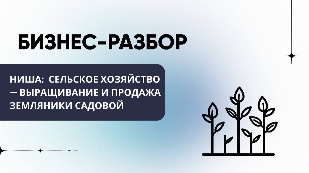 Бизнес - разбор. Ниша: Сельское хозяйство-выращивание и продажа земляники садовой смотреть онлайн