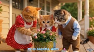 Рыжий котенок играл с Серым Котенком…