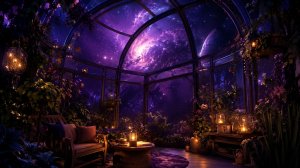 Теплица в космосе ночью — космическая фоновая анимация