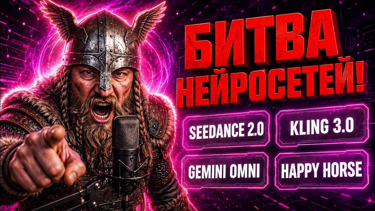 Какая нейросеть лучше для видео? Тест Seedance 2.0, Kling 3.0, Gemini & Happy Horse 1.0