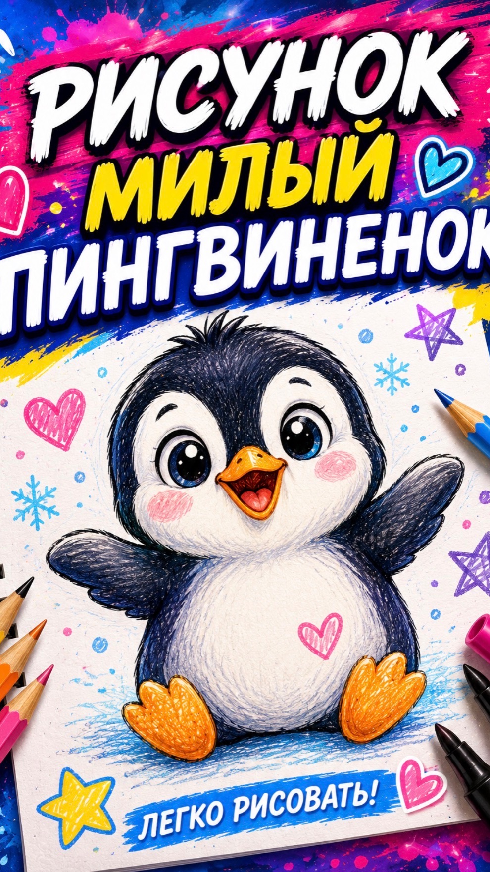 Рисунок. Милый пингвиненок смотреть онлайн