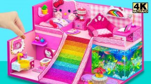 10 дней строительства дома Hello Kitty с радужной лестницей и подземным аквариумом #Миниатюрный дом