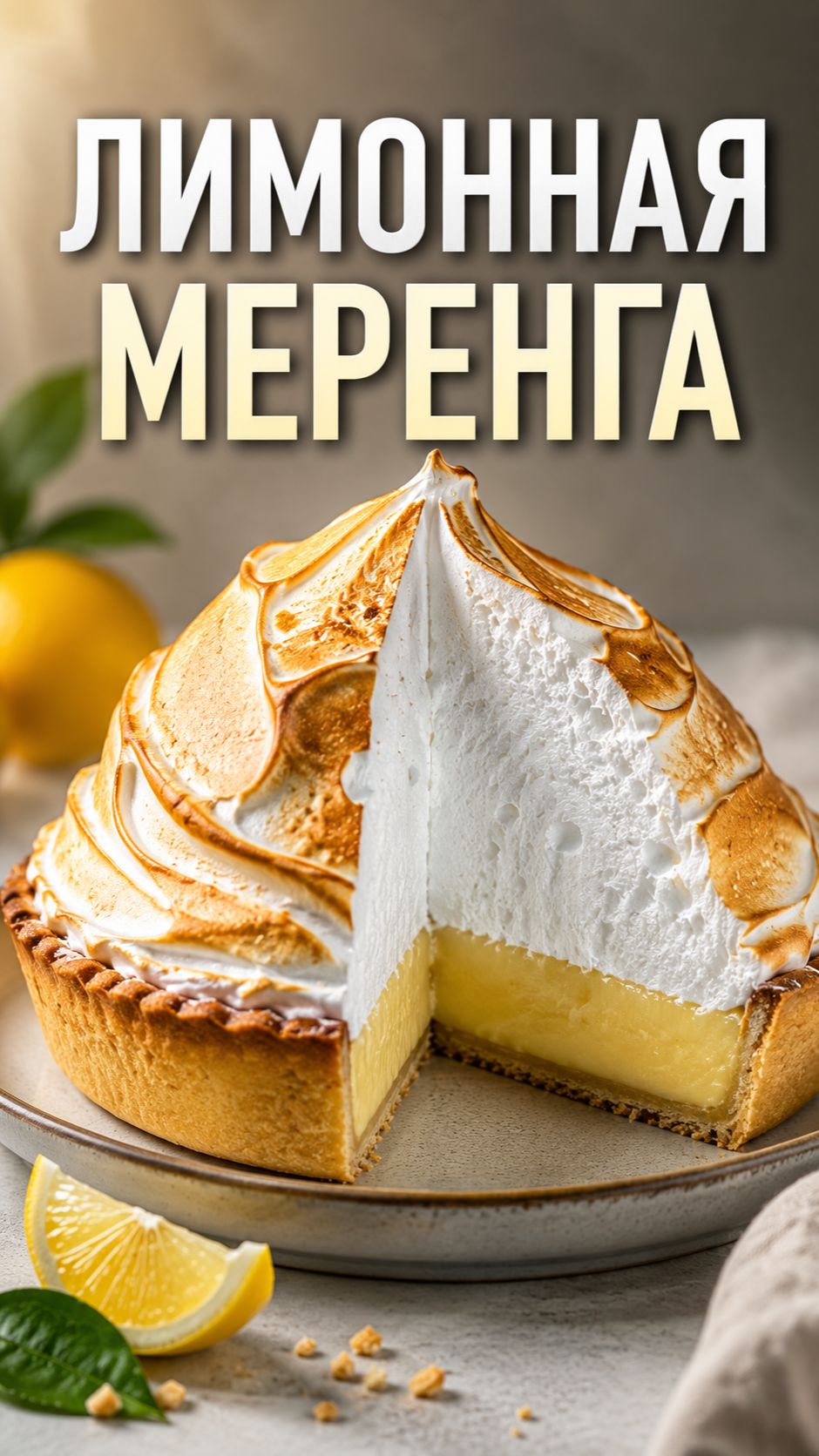 Лимонная меренга 🍋 Нежная начинка и огромная шапка меренги