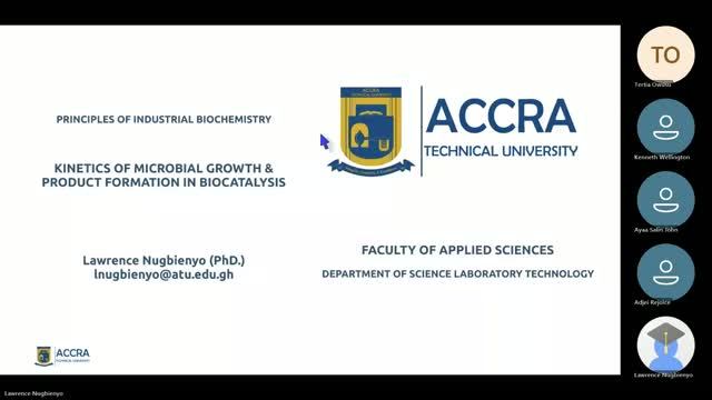 SBT 458 Principles of Industrial Biochemistry - Kinetics of Microbial Growth & Product Formation