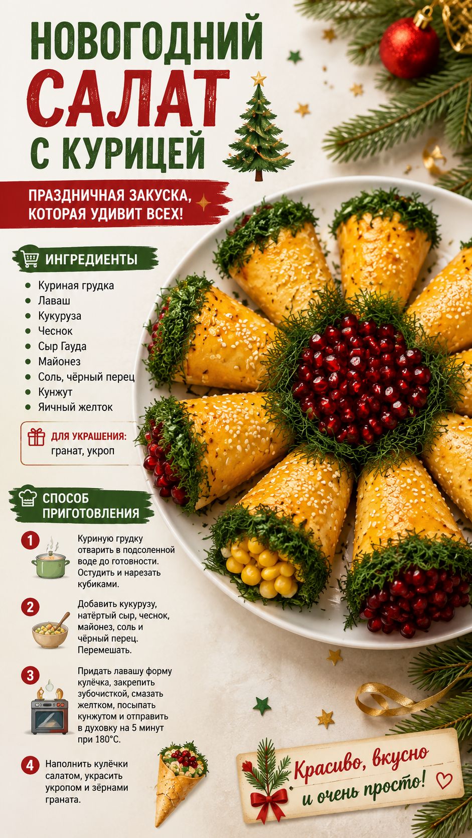 🎄 НОВОГОДНИЙ САЛАТ «ЁЛОЧНЫЕ ИГРУШКИ» ✨