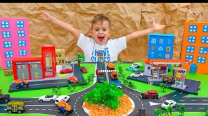 🍿 Влад и Ники играют с детскими машинками и строят Matchbox City