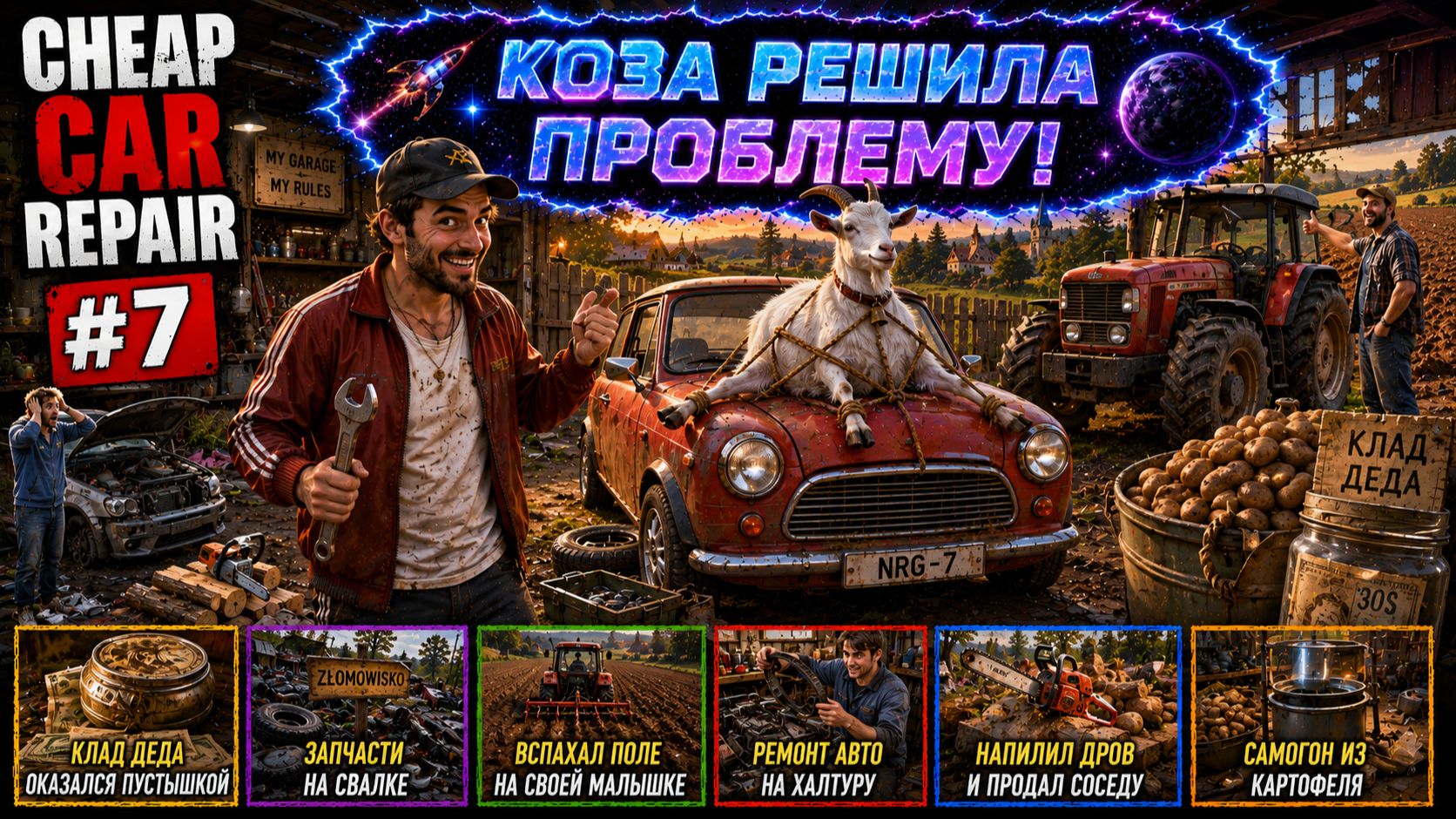 #7 — Откопал миллионы в банке, КОЗА ВМЕСТО ГАЗОНОКОСИЛКИ! Картофельный бизнес  в Cheap Car Repair