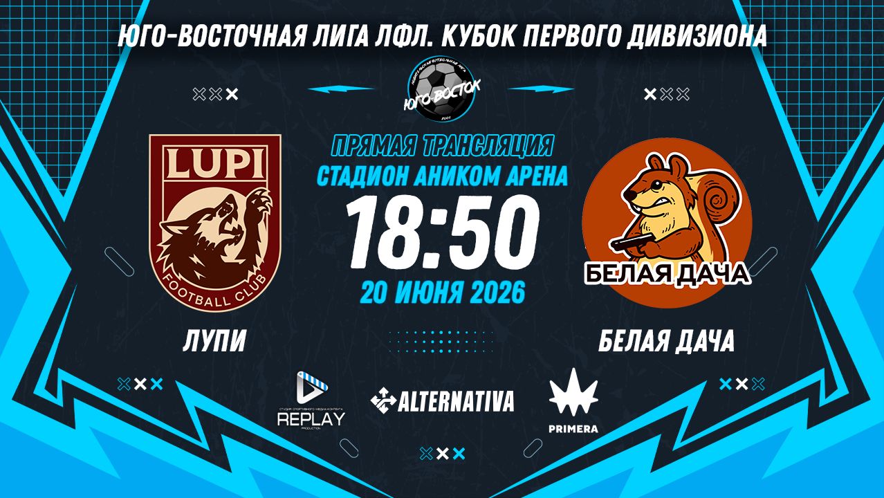 Юго-Восточная лига ЛФЛ. Кубок Первого дивизиона 2026. 1-й тур. "ЛУПИ" vs "Белая Дача" смотреть онлайн