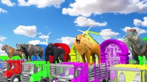МУЛЬТИКИ ДЛЯ ДЕТЕЙ Про Животных 3D 🔴 Веселый Спуск с Горки: Слон, Тигр, Горилла, Бегемот и Корова!