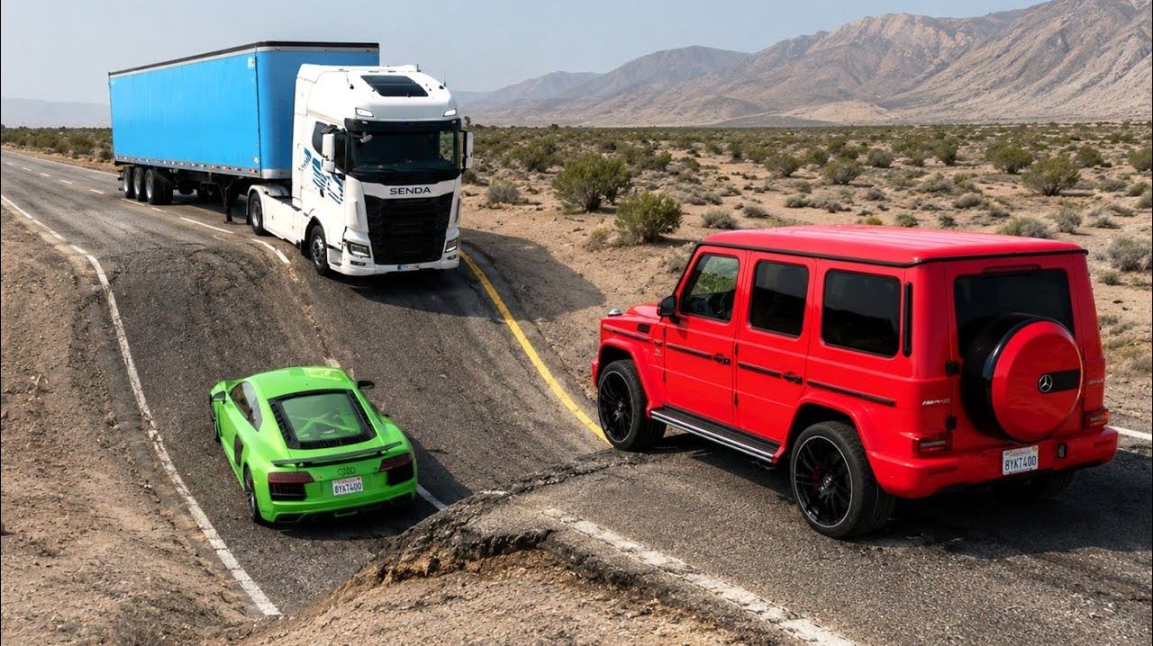 Испытание «Машины против гигантского спуска» в BeamNG Drive