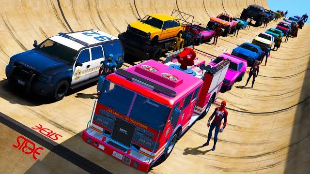 Человек-паук и пожарная машина Cars Challenge Superheroes GTA V !Человек-паук и Пожарный автомобиль