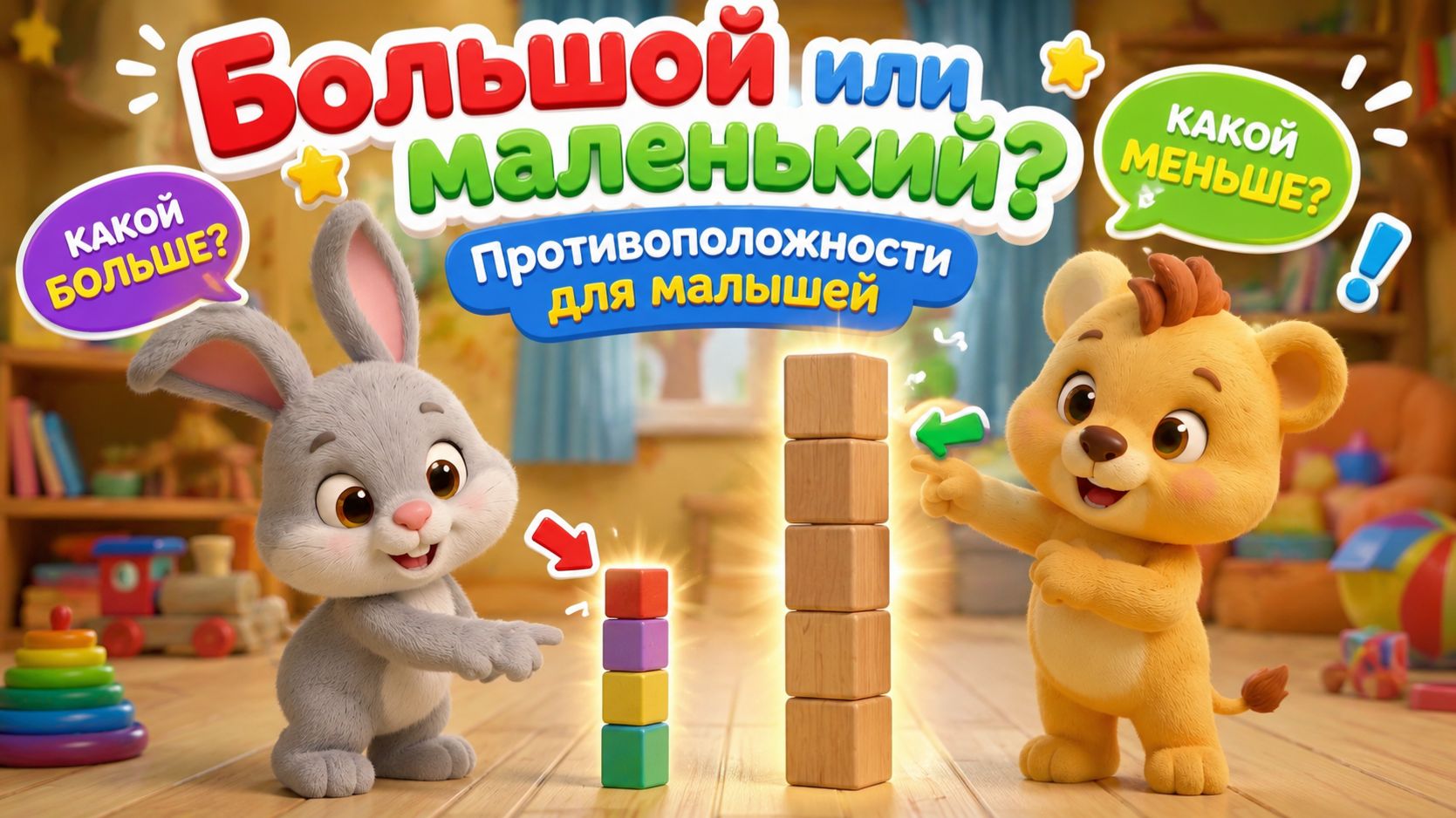 Большой или Маленький? Учим противоположности | Мультики для малышей