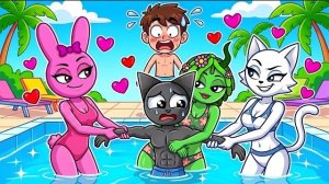 ГРЕЙ ЗАСТРЯЛ на вечеринке у БАССЕЙНА ТОЛЬКО для ДЕВОЧЕК SPRUNKI!