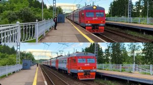 ЭТ2М 130 и ЭТ2М 084 встретились на перегоне Горелово - Красное Село. Пл. Скачки