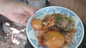 Курица в казане с овощами. Очень вкусно.