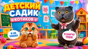 ДЕТСКИЙ САДИК КОТЯТ! КОШЕЧКА БАТТЕРС ВОСПИТЫВАЕТ КОТЕНКА ПЕРСИКА
