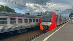 Электропоезд «Ласточка» ЭС2Г-029 на ст.Тосно, июнь 2026 года