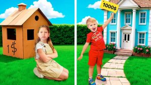 Богатый vs Бедный игровой домик 🏠 Весёлые детские истории