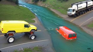 Автомобили против быстрой реки: ЭКСТРЕМАЛЬНЫЙ челлендж в BeamNG Drive