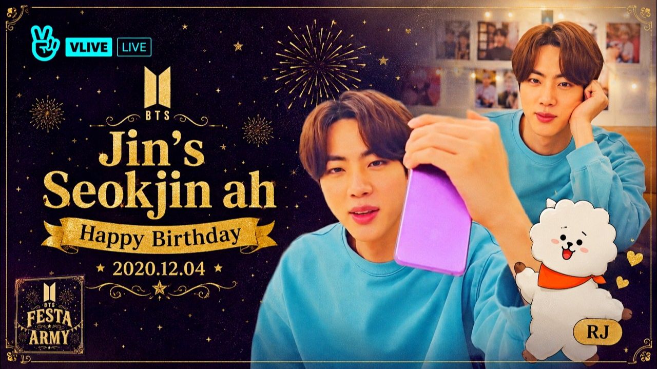 VLIVE live BTS Jin's Seokjin ah Happy Birthday 2020.12.04 смотреть онлайн